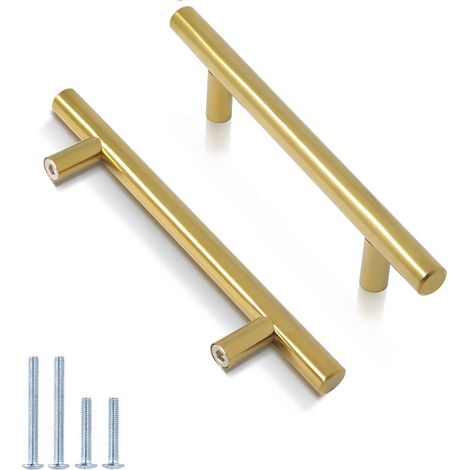 Lot de 30 poignées de meubles de cuisine, entraxe de 10 cm (4 pouces), style moderne européen, rondes, en acier inoxydable, pour tiroirs et commodes. (1/5)