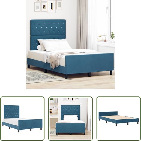Samtbett - Boxspringbett mit Kopfteil Dunkelblau 120 x 200 cm Samt (1/5)