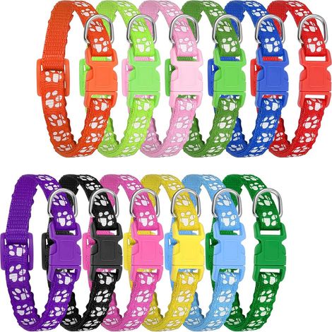 Collier Pour Chiot - Réglable 19 À 34 cm - Fermoir Sécurité Breakaway - Réfléchissant - Nylon Et Métal - 12 Pièces (1/5)