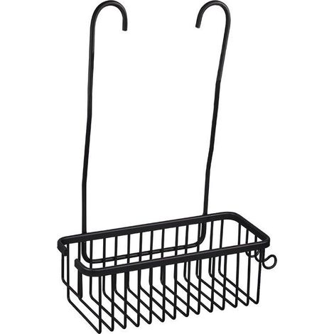 Étagère de Douche a Suspendre, Panier de Douche Sans Perçage Porte Savon Douche en Acier Inoxydable, Etagère de Douche à accrocher au Mitigeur de Douche avec 2 Crochets Support Douche, Noir (1/4)