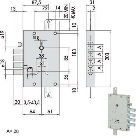Cerradura de Seguridad Triplex 57665-28-a Cisa