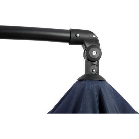 Parapluie de terrasse 10ft déporté Best Choice, inclinaison facile, ombre en polyester, 8 baleines pour jardin et piscine - Bleu marine, sans base (1/5)