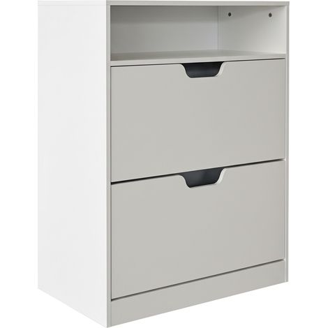 Relaxdays zapatero con estante, HBT: 102 x 80 x 24 cm, 12 pares, 2 abatibles, recibidor, estrecho, moderno, blanco