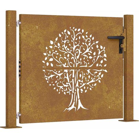 Maison Exclusive - Gartentor 100x75 cm Cortenstahl Baumdesign (1/5)