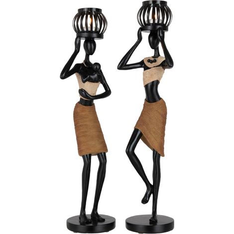 Set de 2 photophores figurines Africaines (1/2)