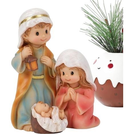 Statue De La Sainte Figurine De Décoration De Noël en Résine  Sculpture Décorative De Noël Pour Bibliothèque Étagère Vitrine Coiffeuse Table De Chevet Bureau Salon Chambre (1/5)