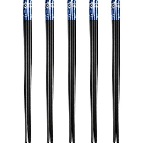 Baguettes réutilisables, lot de 5 paires de baguettes en fibre de verre, baguettes chinoises, antidérapantes, faciles à utiliser (1/5)