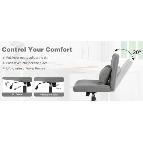 Chaise de bureau moderne Home Office – fauteuil pivotant réglable en hauteur sans accoudoir avec roulettes silencieuses et coussins rembourrés – chaise de bureau en tissu élégante pour bureau et salon (1/5)
