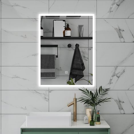 LED SPECCHIO DA BAGNO 50 X 70 CM, LUMINOSITÀ REGOLABILE A 3 COLORI, ANTIAPPANNAMENTO, MEMORIA DI INTERRUZIONE DI CORRENTE (1/5)