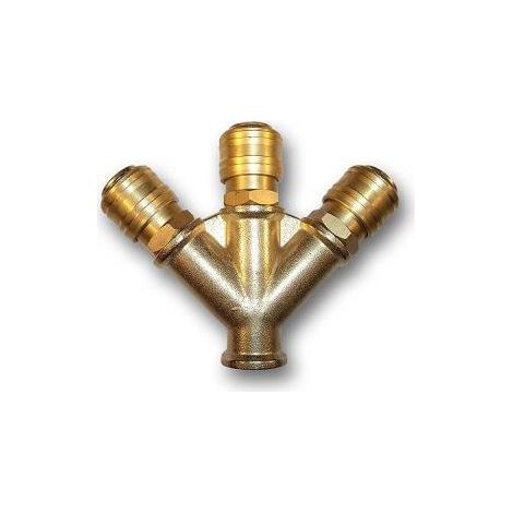 Pieza en T con conectores rápidos con rosca interna G3/8"
