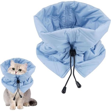 Collar de recuperación para gatos - Collar suave ajustable para gatos, protección contra lamidas y arañazos después de la cirugía, color azul (1/5)