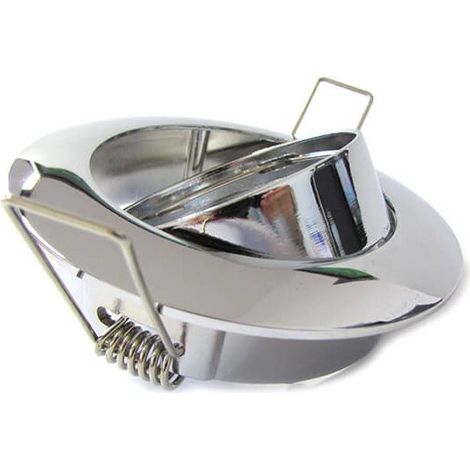 Porta Faretto Led GU10 MR16 Orientabile Rotondo Con Molla Cromato