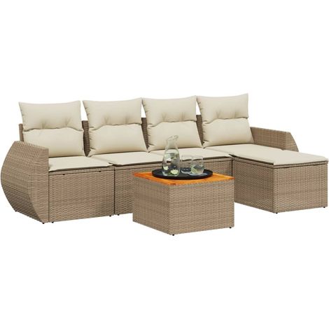 Maison Exclusive - Salon de jardin avec coussins 6 pcs beige résine tressée (1/5)