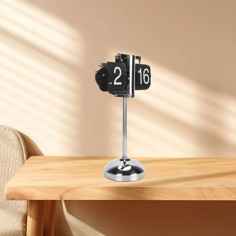 Reloj digital plegable [acero inoxidable 304, telescópico, antideslizante] Automático, funciona con pilas, modelo de mesa para salón y oficina, negro (1/5)