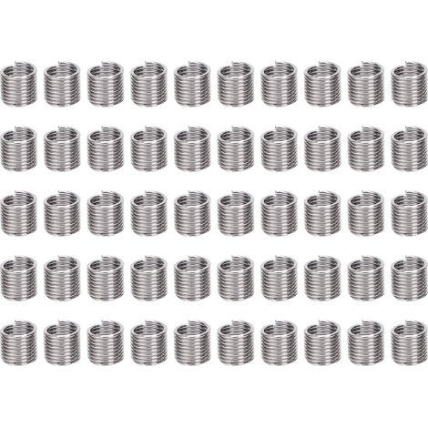 50 inserts filetés en acier inoxydable, douilles de conversion filetées M1/4x28x1.5D, bobine vissée pour réparation (1/5)