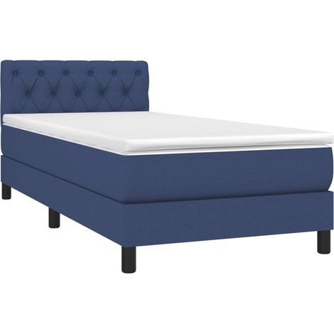 Sommier à lattes de lit avec matelas Bleu 80x200 cm Tissu vidaXL (1/5)