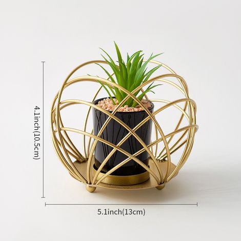 Leichter, runder Blumentopf aus Schmiedeeisen im europäischen Stil, schlichte und luxuriöse Dekoration für Zuhause, Esszimmer, Wohnzimmer, Eingangsbereich (Green Plant 002, 131313)