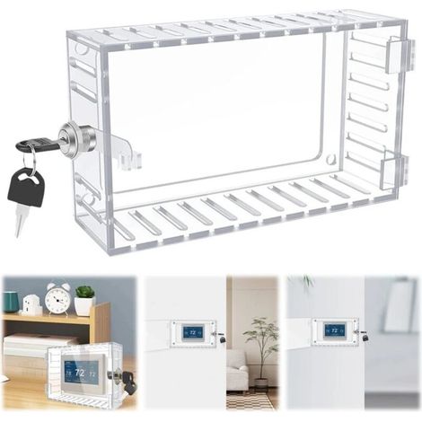 Couvercle de boîtier de thermostat transparent (avec clé), boîtier de thermostat de sécurité pour enfants avec clé, couvercle de thermostat verrouillable, 18,5 × 12 × 6,3 cm (1/5)