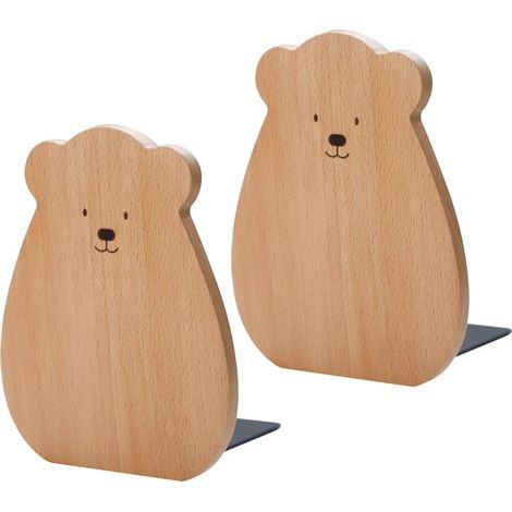 Buchstütze, Buchkeil 12 x 15 cm, Buchenholz-Buchstützenständer für Regale, rutschfester Buchaufbewahrungsständer, Buchkeil für Zuhause und Büro (1/5)