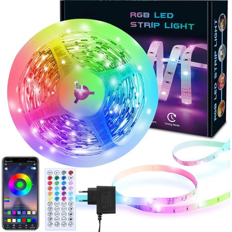 Ruban LED 20m, LED Chambre 20m, Bande LED, 600 LED, 30 LED/Mètre 2x10m, 24V, APP et Télécommande, Synchronisation de la Musique, Mode Minuterie, pour Chambre, Salle de Jeux, Fête, Festival [Classe én (1/5)