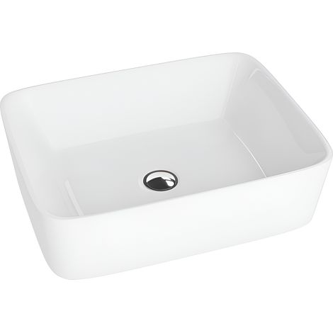Vasque à poser LAVITA Vasque à poser élégante et compacteProduit en porcelaine de haute qualité rectangulaire 48x37x14 cm  Blanc brillant