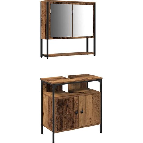 Maison Exclusive - Badezimmermöbel-Set mit Regal mit Tür 2 pcs Br