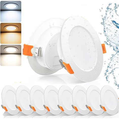 Lot de 8 spots LED encastrés à intensité variable, étanches, 4000 K (1/5)
