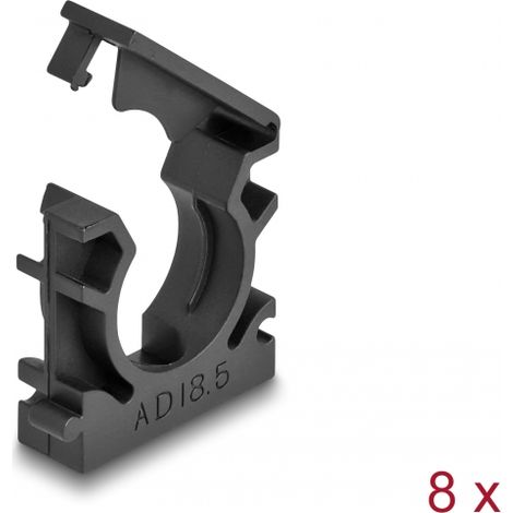 Delock Soporte para funda de cable con clip de bloqueo 18,5 mm 8 piezas negro