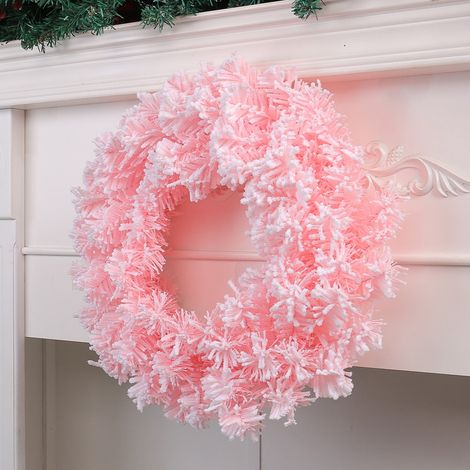 Guirlande De Noël - Couronne Blanche En Simili-Bois - 40 Cm - Décoration Porte Fenêtre Mur Intérieur Extérieur - 1 Pièce (1/5)