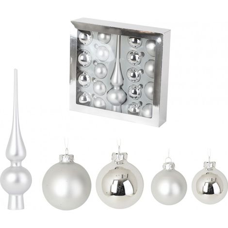 Kit de 19 Boules de Noel Argent