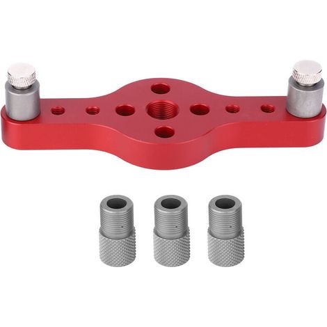 Jauge de Poinçonnage Localisateur de Poinçonnage Forage Auxiliaire pour le Travail du Bois Localisateur de Perçage pour le Travail du Bois avec 3 Douilles de Perçage pour Outils (1/4)