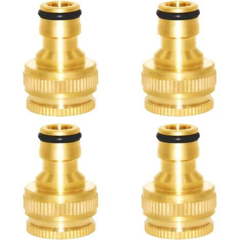 Anschluss für Waschmaschinen-Wasserschläuche – geeignet für Waschmaschinen und Wasserschläuche – 4 Stück, goldfarben, doppelter 4-Punkt-/6-Punkt-Anschluss (1/4)