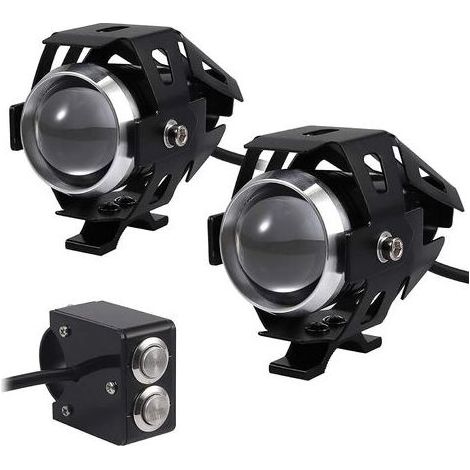 2pcs 15W Phare Moto Feux Additionnels LED Phares Avant Moto Anti Brouillard Projecteur Spot LED Moto 3000LM U5 Etanche 12-24V pour Moto Quad Scooter - avec Interrupteur (1/5)