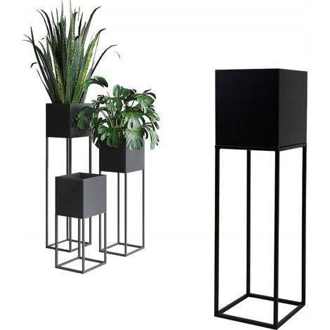 Tapa para maceta de metal negro Loft Lorient M 19x19x67cm (1/5)