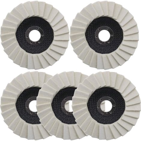 5pcs Roue de Polissage en Feutre de Laine 125mm Rondelle Dentelée Disque Rabat pour Acier Inoxydable Verre Métaux Aluminium Meuleuse d'angle