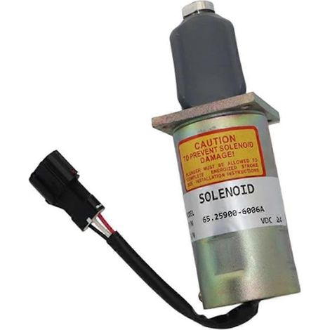 Compatible avec l'électrovanne d'arrêt moteur 24 V Doosan D1146T P158LE P180LE P222LE (référence 65.25900-6006A). (1/5)