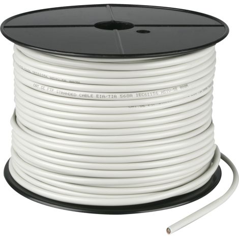 CAT 5e Netzwerkkabel, F/UTP, 100 m, grau, Kupferkaschierter Aluminiumleiter (CCA), AWG 26/7 (stranded), PVC-Kabelmantel. Farbversion Grau