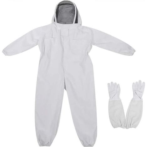 Combinaison d'apiculture pour enfants, combinaison anti-abeilles une pièce avec capuche et voile, tenue de protection pour enfants, blanc, taille M Crezuo (1/4)