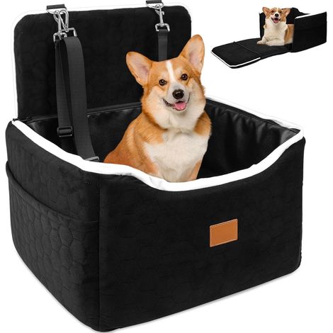 Siège Auto Chien Stable pour Petits et Moyens Chiens Jusqu’à 15 kg, Panier Voiture Chien 2-en-1 avec Doublure Similicuir Amovible, Panier Transport Chien Voiture avec 2 Sangles de Sécurité (1/5)