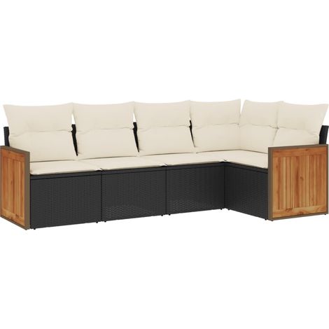 Maison Exclusive - Set de muebles de jardín 5 pzas y cojines ratá (1/5)