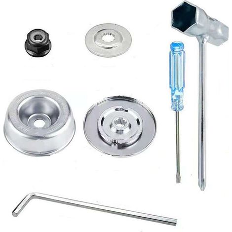 7 pièces Kit de fixation d'écrou de lame universel , accessoires de tondeuse à gazon à tête d'écrou, adapté à la tondeuse à gazon