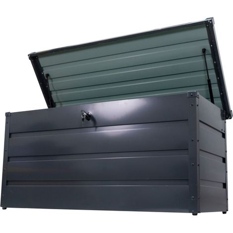Coffre de jardin RURIS SmartYD 130M - Acier galvanisé - 400 L - Charge 80 kg - Extérieur et intérieur - Résistant UV - Gris anthracite (1/5)