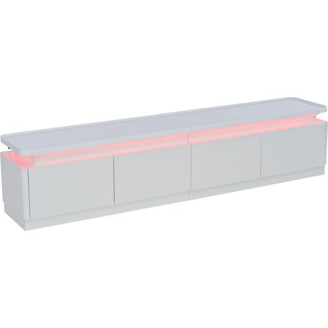 Mobile TV bianco lucido con LED e 4 cassetti 180x34x40 cm per televisori fino a 75 pollici MODENUIT (1/5)