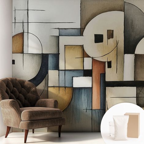 Fototapete - Tapete Vliestapete mit Kleber - Wandtapete Moderne Wandbild Schlafzimmer Wohnzimmer Geometrische Harmonie 250x250 cm (1/5)