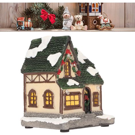 Mini maison lumineuse décorative, décoration de Noël, maison enneigée, style B (1/5)