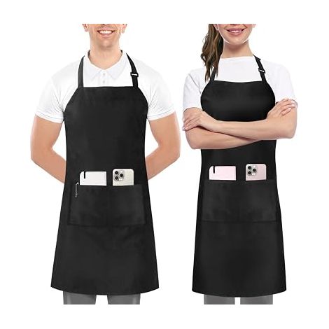 Kitchen 2 Pack Adjustable Bib Apron with 2 Pockets (1/5)