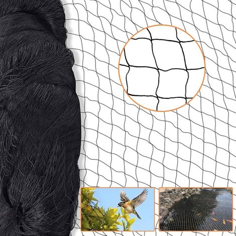 15x15m Filet Anti Oiseaux Filet Voliere - Noir Filet de Protection Mailles de 5 par 5 cm, Polyvalente Filet Poules