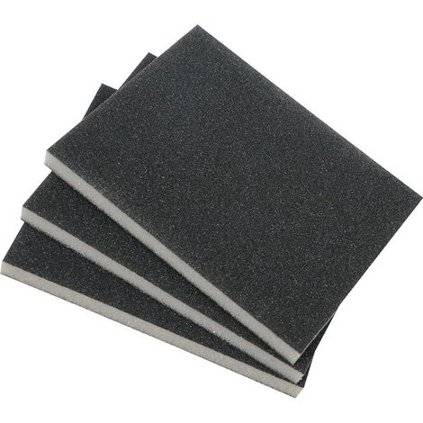 Set de 3 éponges abrasives à grain fin, moyen & gros pour le bois et le métal - papier abrasif utilisable à sec et à l'eau (1/5)