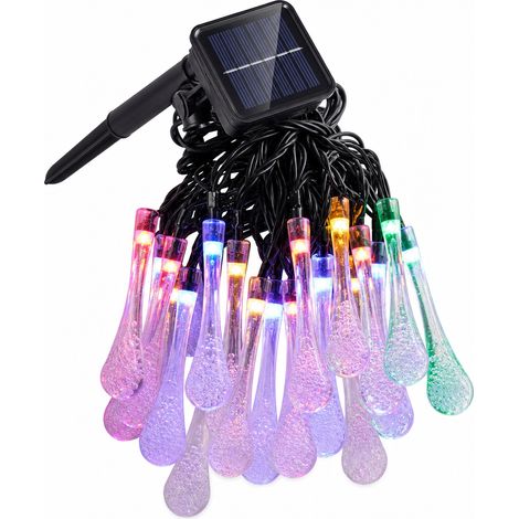 Guirlande LED Gouttes Blanche, Solaire avec Recharge USB, Étanche, 200 LED pour Jardin et Noël (1/5)
