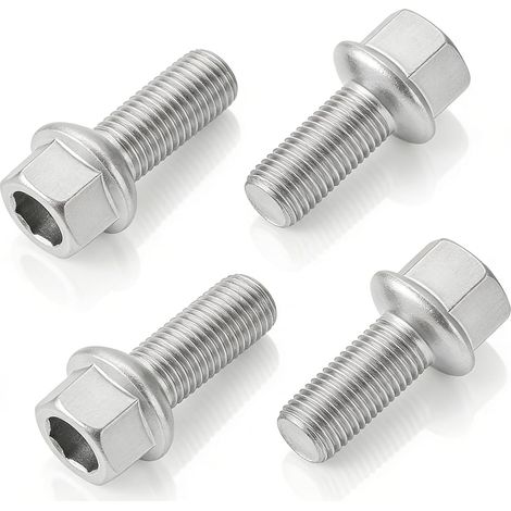 4 Tornillos de rueda M14x1,5x27 mm en acero aleado 40Cr, cincado, cabeza hexagonal SW17, A/G compatible con Volkswagen, Škoda, Audi, SEAT, Jetta, Touran, Bora (1/5)